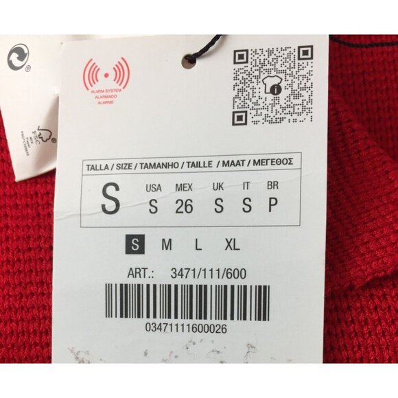 Zara Womens Knit Cardigan Sweater Jacket S Red Long Sleeve 3471/111 NWT - Picture 7 of 9